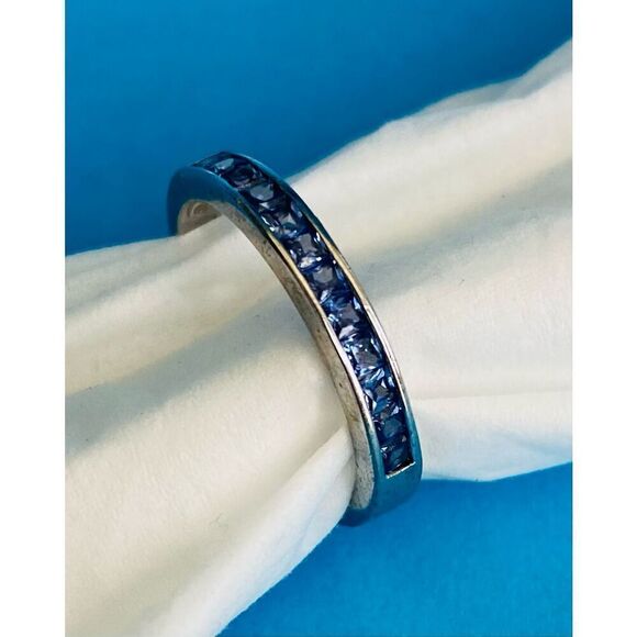 FD# Blue Cz & Sterling 925 Silver Ring Sz 8 - Picture 6 of 9